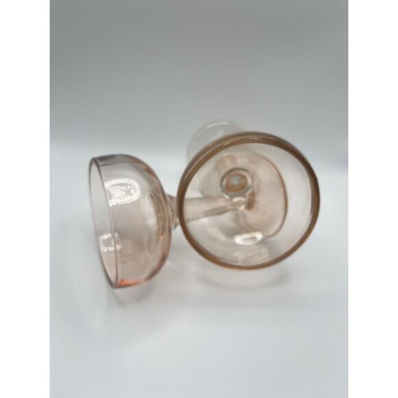 Set Of 2 Vintage Perfectly Pink “Blush” Champagne Coupe Depression Glasses - Picture 5 of 6